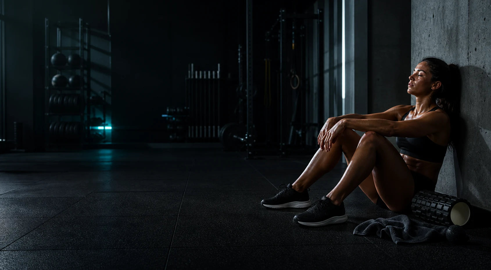 Athlete stretching after training